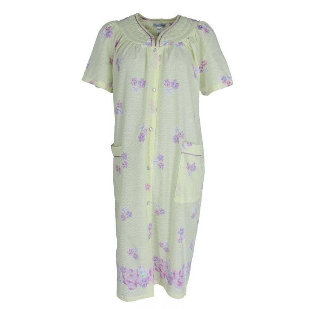Elegant Emily Women's Plus Size Floral Woven Seersucker Duster Gown